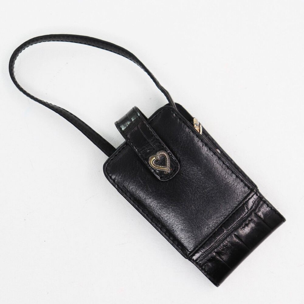 Vtg Brighton Phone Case Wristlet Cell Mobile Black Croc Leather 4.5X2.5X1.5